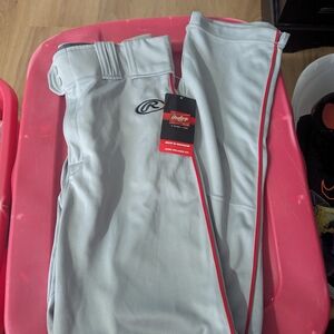 Rawlings Gray Baseball Pants with Red Accents
